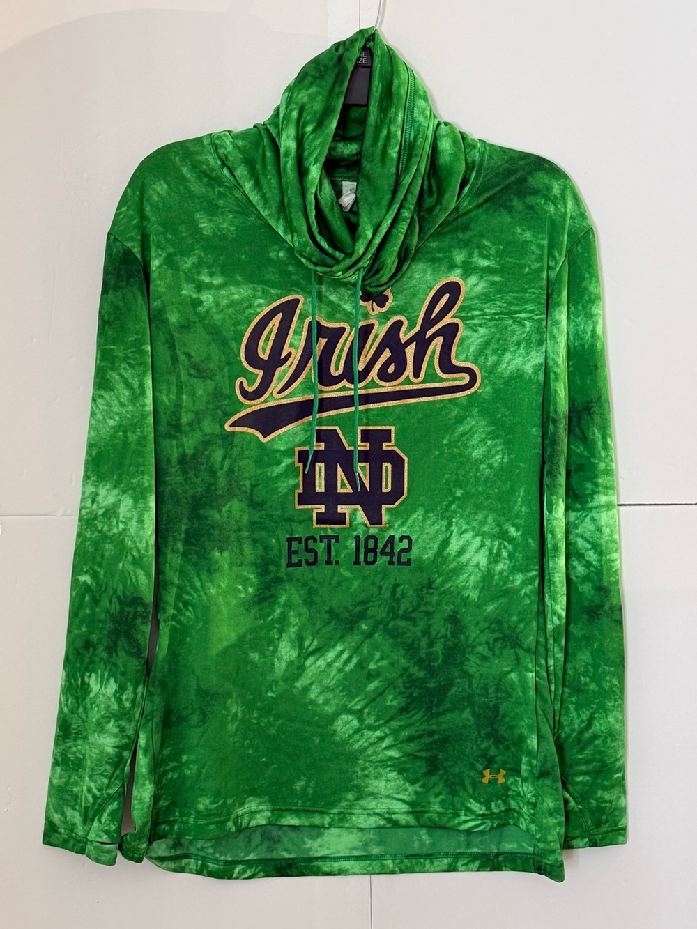 Under Armour Notre Dame 'Irish' Hoodie long sleeve Womens Green Tie-Dye
